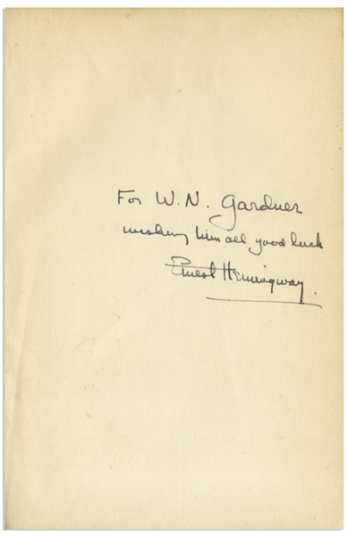 Ernest Hemingway Signed ''A Farewell to Arms''